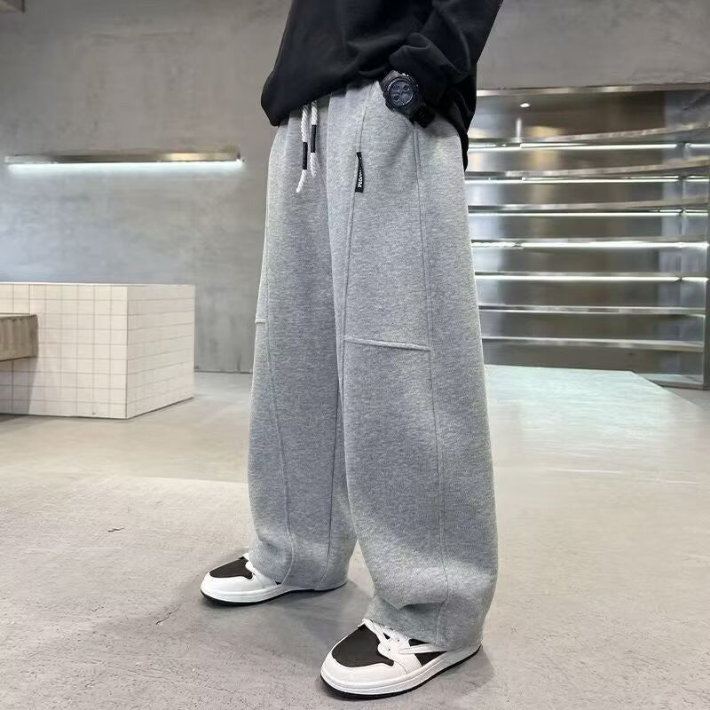 Autumn Boys Causal Pants Kids Loose Cotton Sports Pants 110-170 Black Grey Soft Trousers for Children Spring Kids Clothing 2025