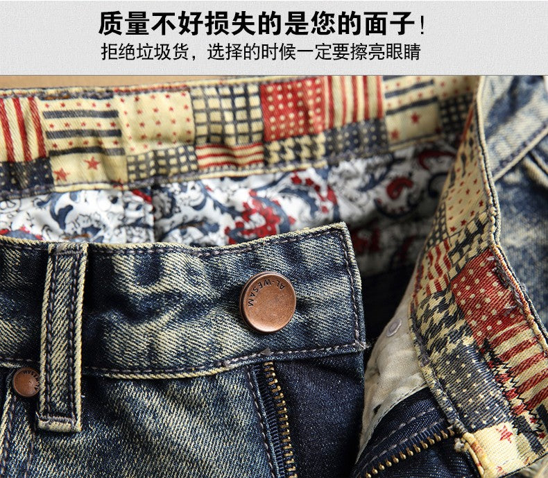 High Quality Men's Summer Holes Denim Shorts Jeans Men Straight Retro Shorts Jeans Men Knee Length Cowboy Jeans Shorts Size 40