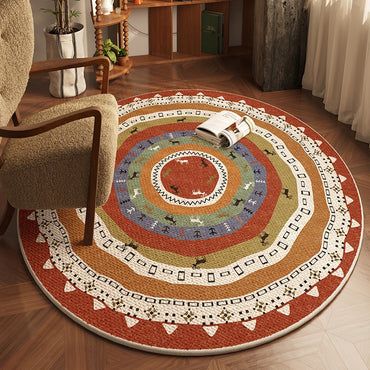 VIKAMA American Haute Sense Of Vintage Round Loop Pile Living Room Carpet Bedroom Chair Cushion Bedside Rug Home Decoration