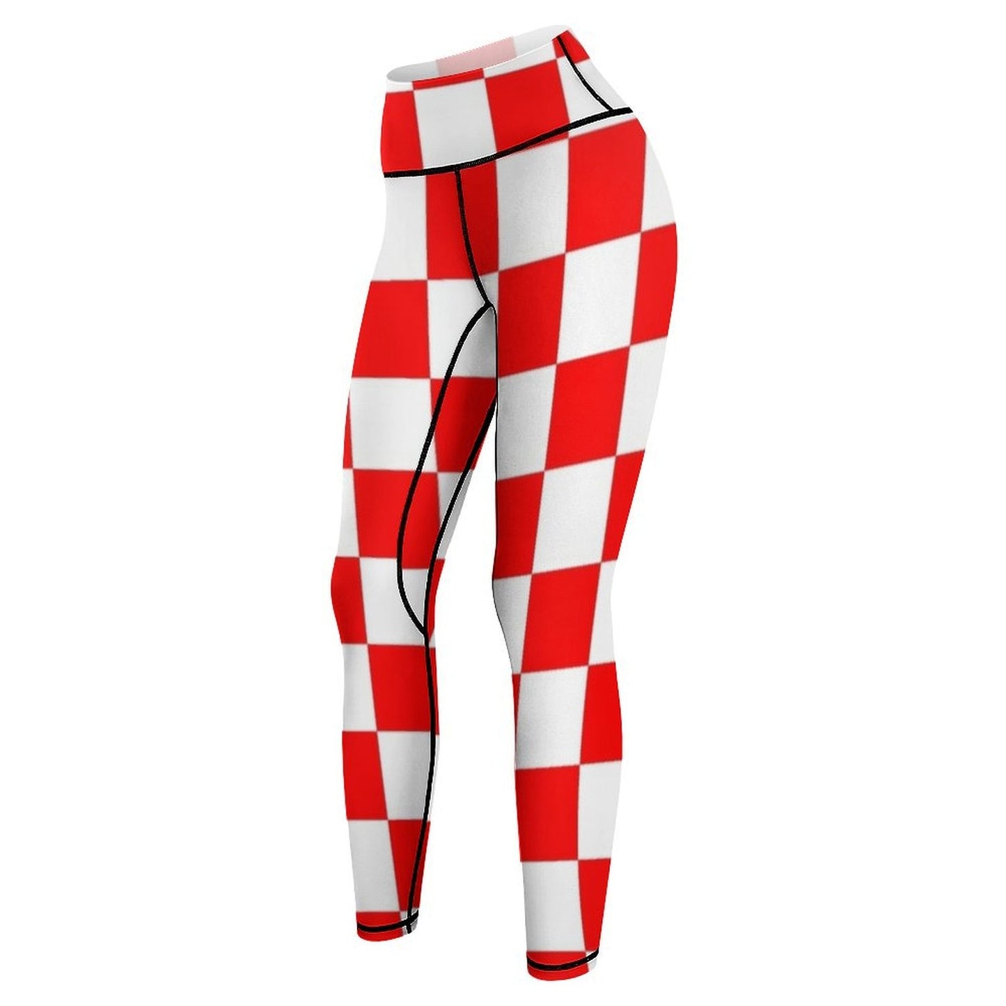 Red and White Checkered Leggings sport set active wear Women's fitness sportswear gym Womens Leggings