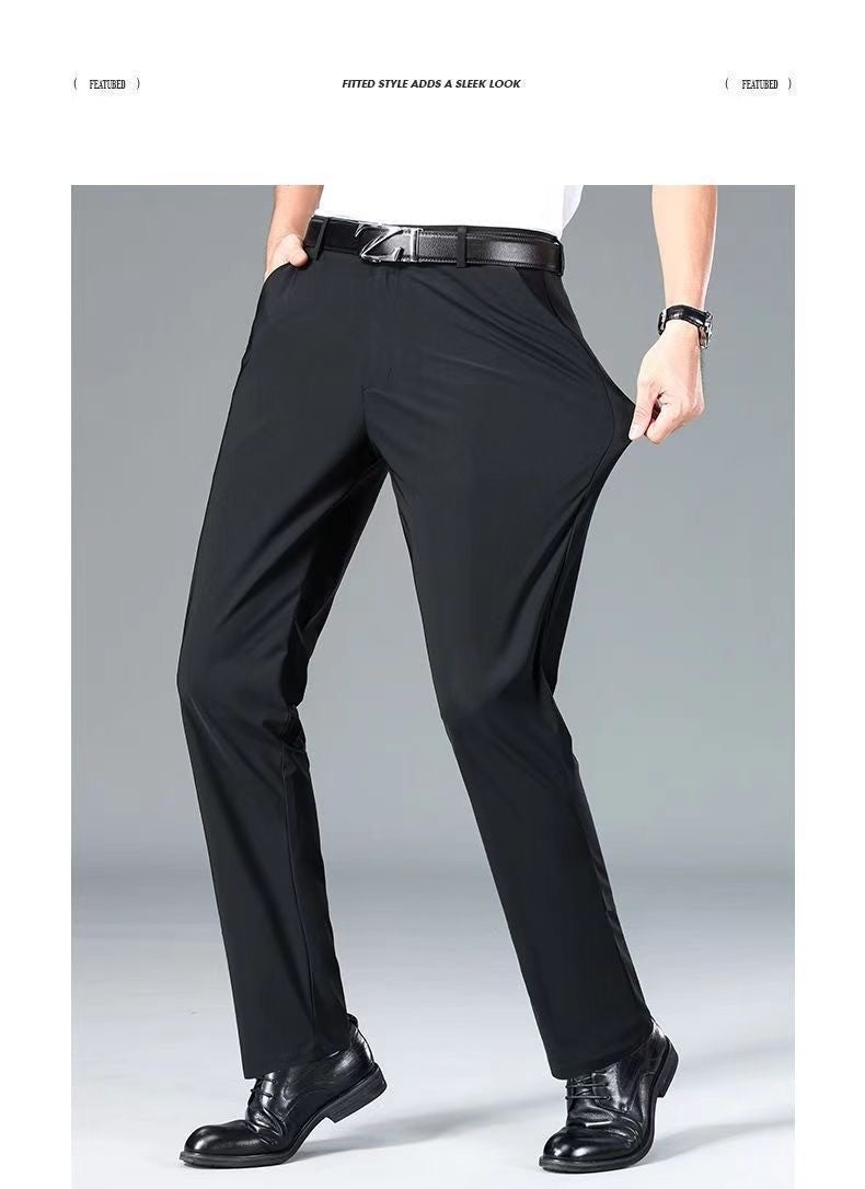Casual Straight Leg Men's Pants Slim Fit Light Weight Tailored Westwear Summer Thin Blue Color Drapey Nine-Piece Suit Pants
