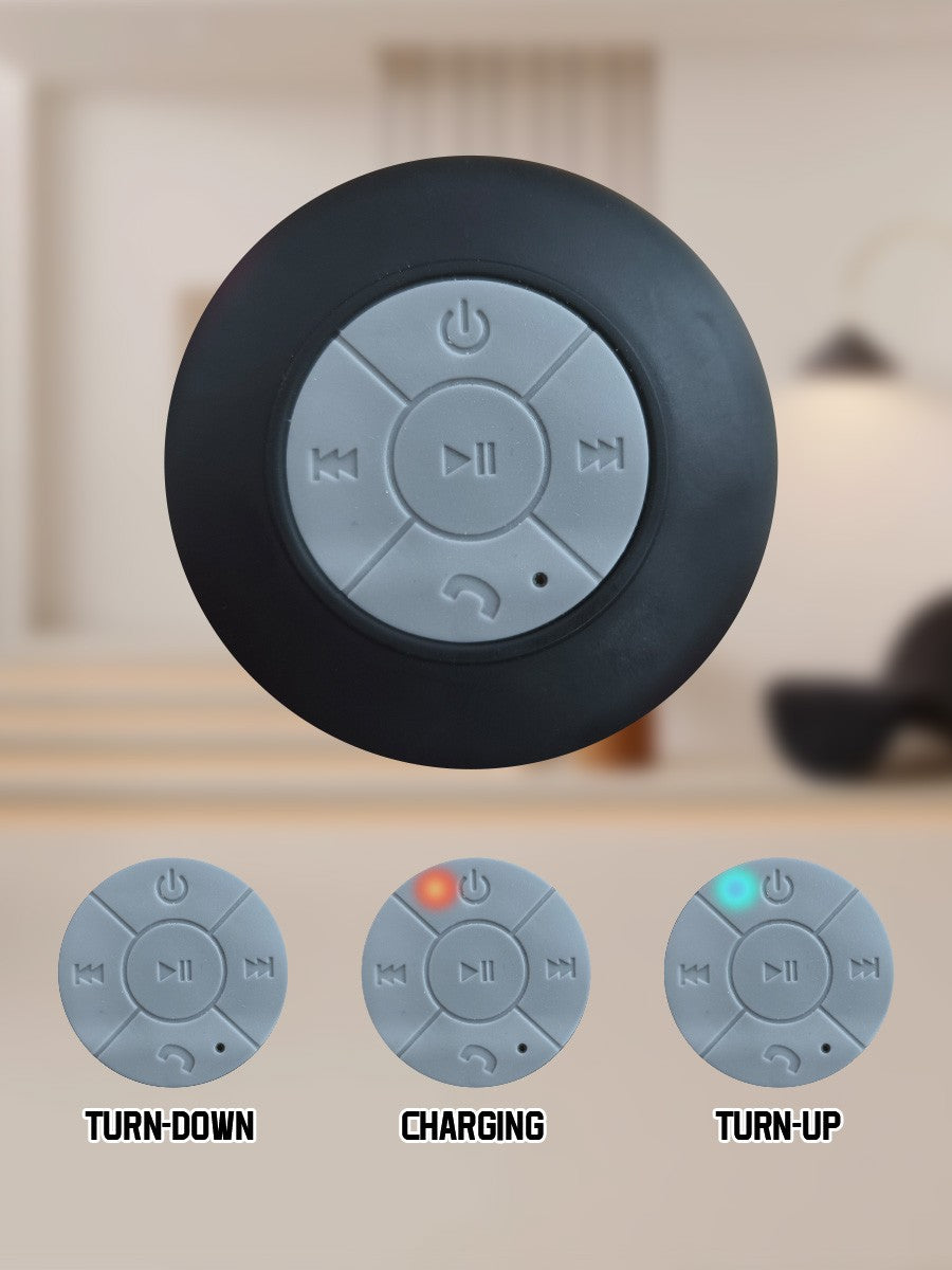 Waterproof Bluetooth Speaker with Colorful LED Lights, Strong Suction Cup & Phone Holder, Portable Mini Speaker for Outdoor/Show