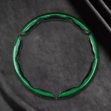 2/3PCS Laser Carbon Fiber Silicone Car Steering Wheel Cover 1K Micro Fiber Leather PVC Wheel Booster Cover Non-Slip Universal