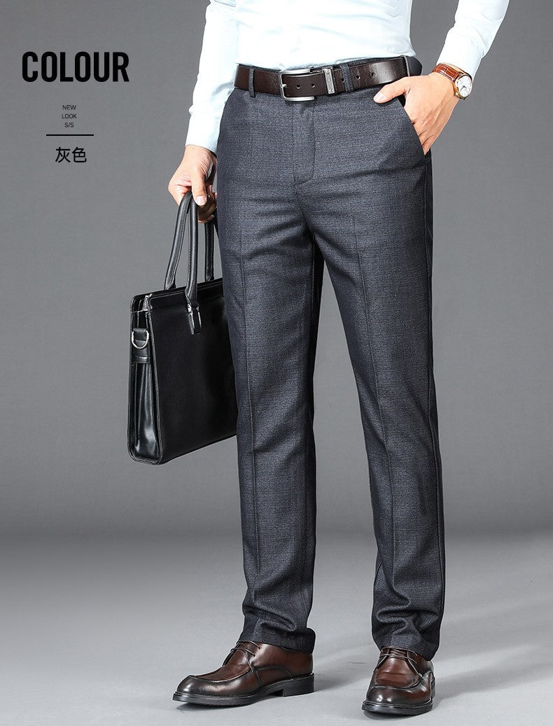 New Business Casual Suit Pants Men Solid High Waist Straight Office Formal Trousers Mens Classic Style Suit Long Pants Plus Size