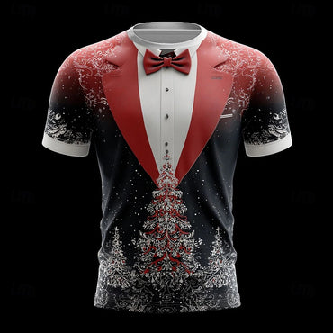 2025 Christmas Men's T-shirt Clothing Fashion Christmas Tree Graphic Print T-shirts New Large Size Short Sleeve T Shirt For Men