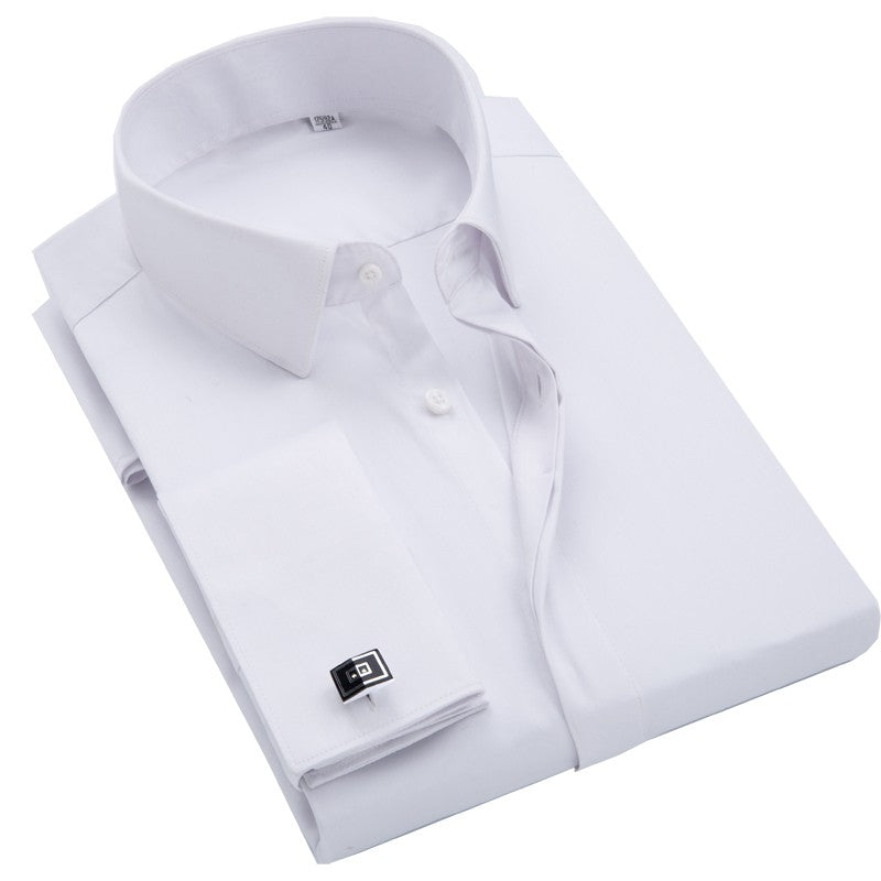 Men's French cufflinks shirt, men's long sleeves, high-end feeling, bamboo fiber silky smooth no iron formal wear wedding spr