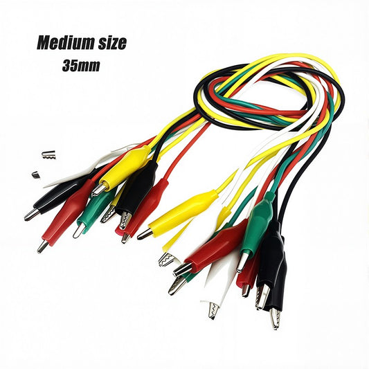 10 unidades de 50 cm colorido clipe jacaré elétrico faça você mesmo pequeno cabo de alimentação de bateria bainha de clipe de teste de cabeça dupla 28 mm 35 mm 45 mm