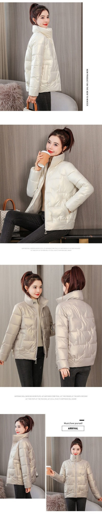 Winter Women Jacket 2022 New Fashion Glossy Cotton Padded Jacket Female Parkas Loose Short Thick Warm Casual Ladies Outwear