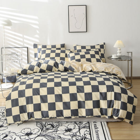 3pcs Checkered Pattern Print Duvet Cover Set, Soft Skin-Friendly Bedding Set Includes 1 Duvet Cover And 2 Pillowcases