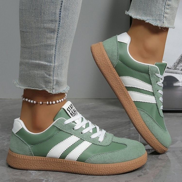 Lightweight Comfortable Sneakers for Women Fashion Striped Lace Up Sports Shoes Woman Casual Breathable Green Sneakers Plus Size