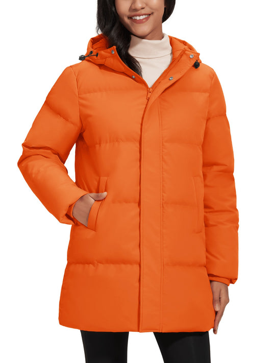 TACVASEN Winter Quilted Duck Feather Down Jackets Womens Padded Puffer Warm Hooded Long Coats Thermal Waterproof Thick Outerwear