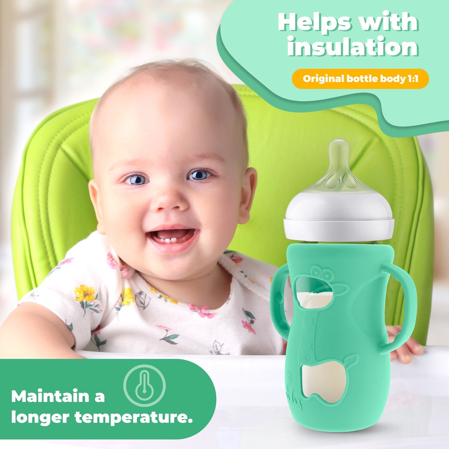 5Pcs Baby Feeding Bottle Protective Cover Silicone Baby Bottle Holder Anti Breakage Glass Bottle Silicone Sleeve for Boys Girls