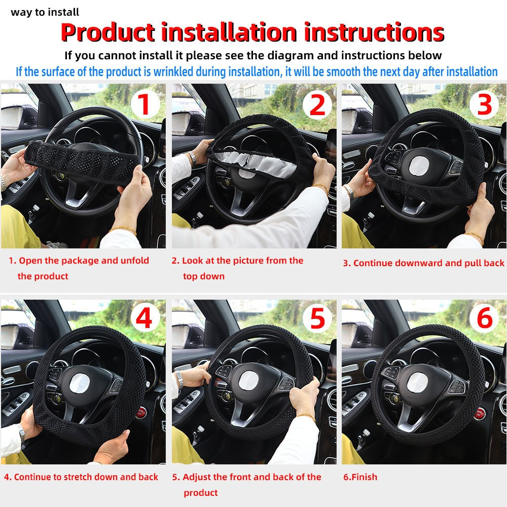 Shiny Skin PU Leather Dynamic Car Accessories without Inner Ring Steering Wheel Cover Suitable for 14.5-15inch