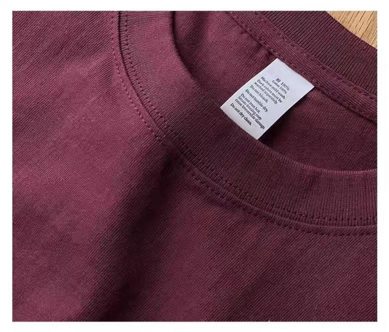 Cotton Solid Color Long-sleeved T-shirt Spring Autumn O-neck Bottoming Tops Men Women Purple Heavy Casual T-shirts for Couples