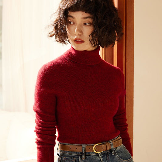 Autumn and Winter New Women's Sweater 100% Pure Cashmere High Collar Hoodie Knitted Basic Style Hot Selling Women's Top