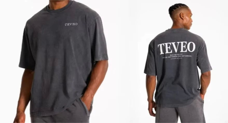2025 New Fashion Brand TEVEO Cotton Classic Short-sleeved Round Neck T-shirt Loose Casual Fashion Top Couple T-shirt Summer