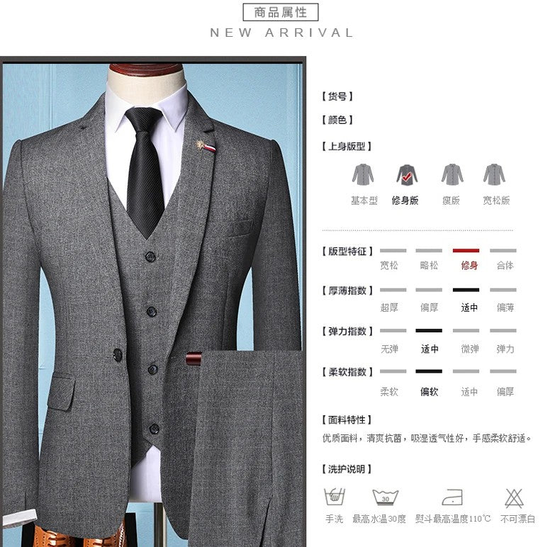 Traje De Hombre Elegante (Blazer+Vest+Pants) Men's Fashion Business Casual Slim Fit Wedding Business Suit Elegant Man Suit 6XL