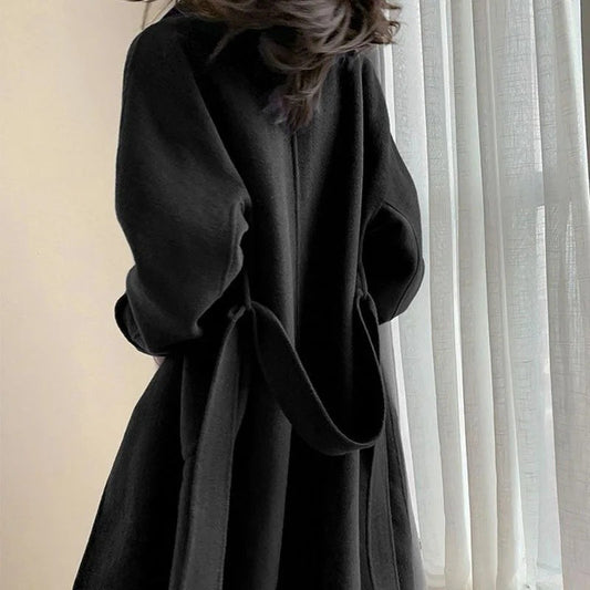 New Hot Sale Of The Season Women's Woolen Coat plus Size over Knee Length Loose Fit Slimming High End Fashionable Polyester Fibe