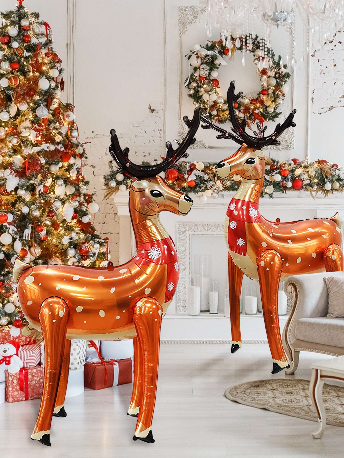 1/2pcs ?Standing Christmas Elk Balloon, Christmas Party, Winter Themed Birthday, Garden Deer Balloons, New Year Party Decoration