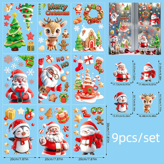 Christmas Gingerbread Man & Candy Cane Window Stickers - Sweet Holiday Decals for Bedroom Living Room Glass Holiday Home Decor