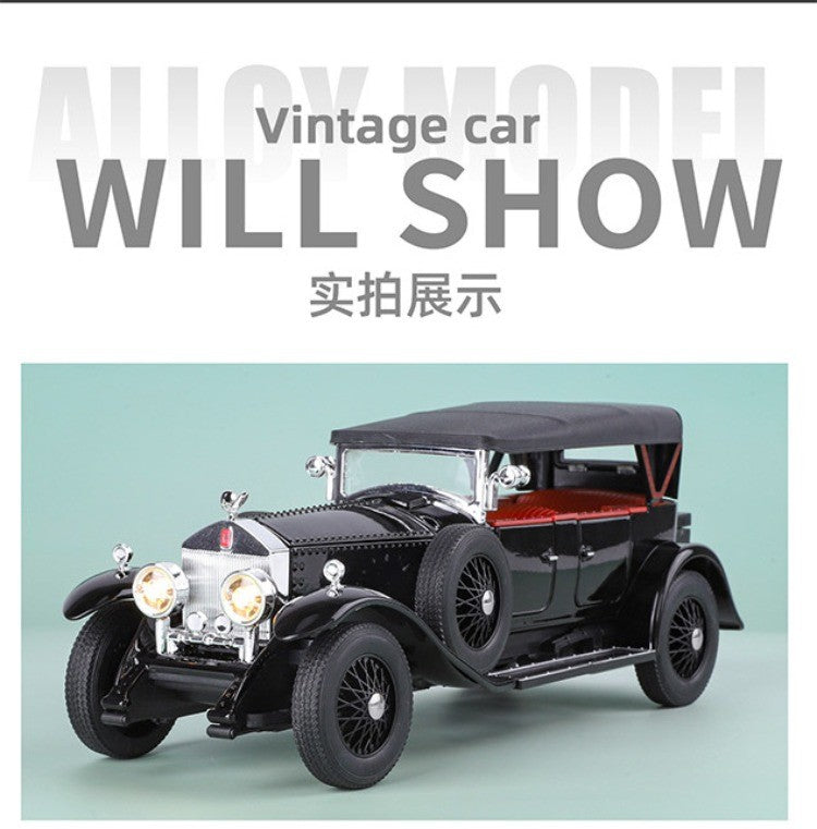 Simulação 1:24 Phantom Vintage Car Liga Modelo de Carro Coleção Enfeites Luz de Som Puxar para Trás Menino Presente Miniatura de Luz de Som