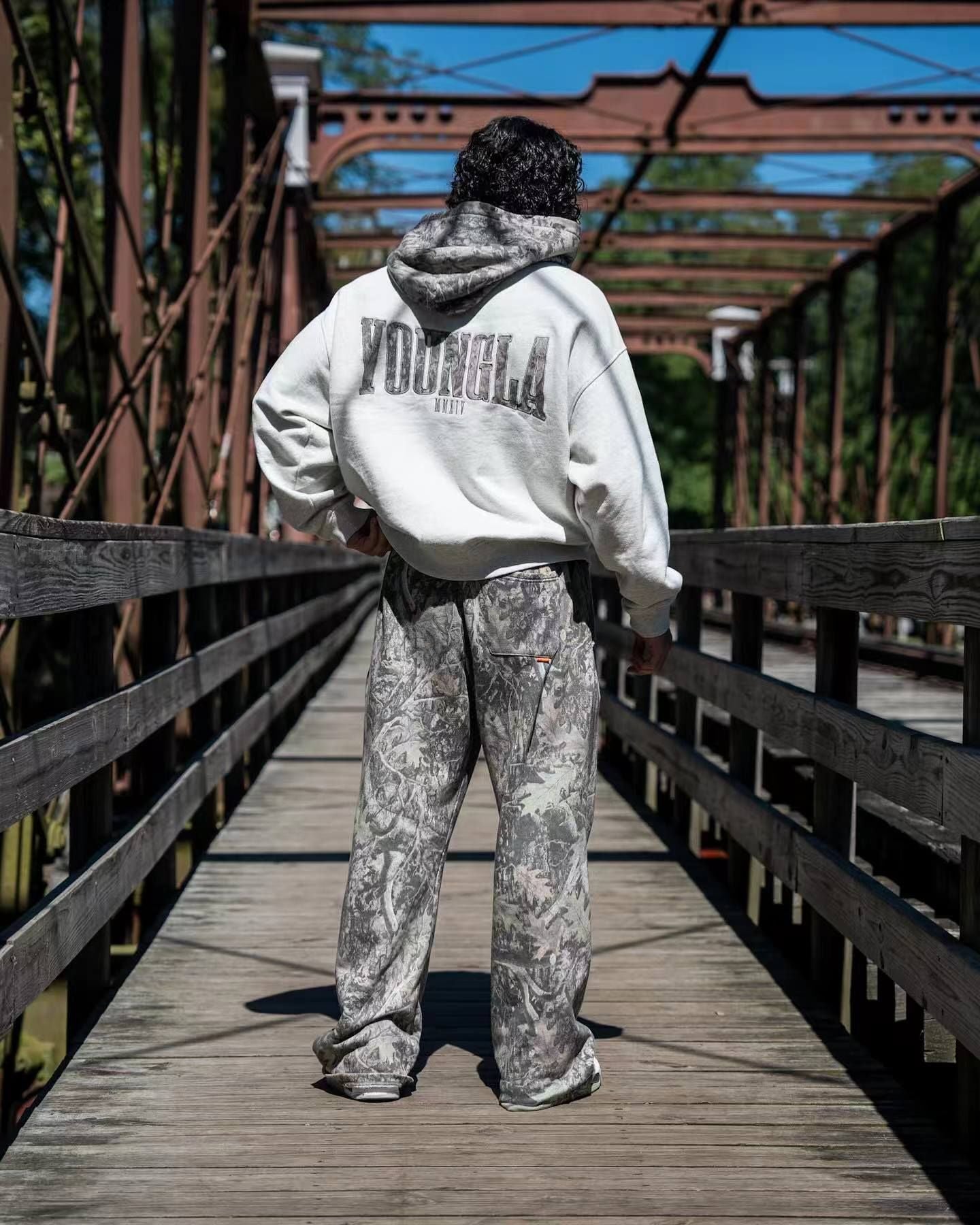 new Young American trendy sweatpants collaboration anime joggers cotton terry print wide-leg casual pants hip-hop street pants