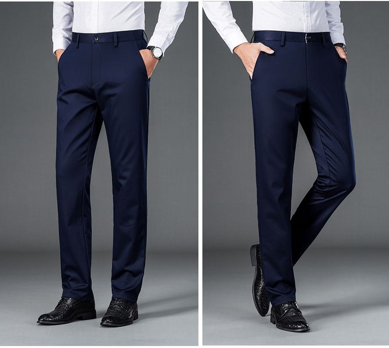 Men's lightweight business casual pants with micro elasticitymen's quick drying pantsnew straight leg office black deep bluepant