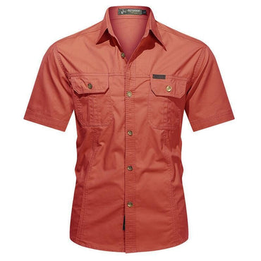 Summer Quick Dry Short Sleeve Army Fan Tactical Shirt Mens Thin Breathable Lapel Cargo Shirts Tops Outdoor Hiking Military Shirt