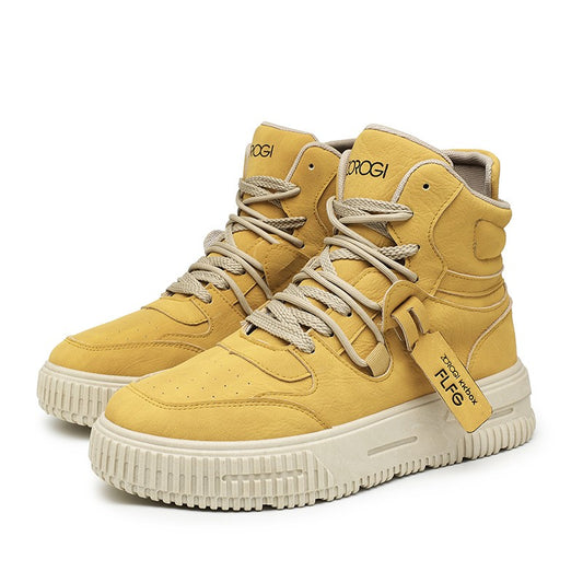 Fashion Leather Ankle Boots Men's Skate Sneakers Comforty Non Slip Wear Resistant Sole Winter Boots Preppy Street Casual Shoes