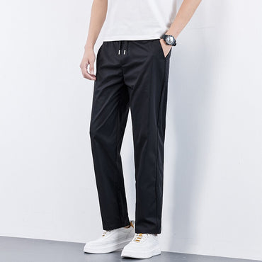 Men's Summer Casual Pants Ice Silk Elastic Waist Pants Cool Breathable Running Sweatpants 5XL