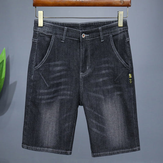 Men's Straight Casual Denim Shorts Simple Solid Color Slim Jeans Comfortable Breathable Bermuda Short Pants Summer