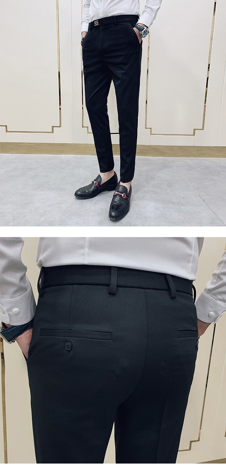 Spring 2025 Men Pants Korean Slim Fit Men Casual Ankle Length Pants Streetwear Men High Quality Black Gray Khaki Dress Suit Pant