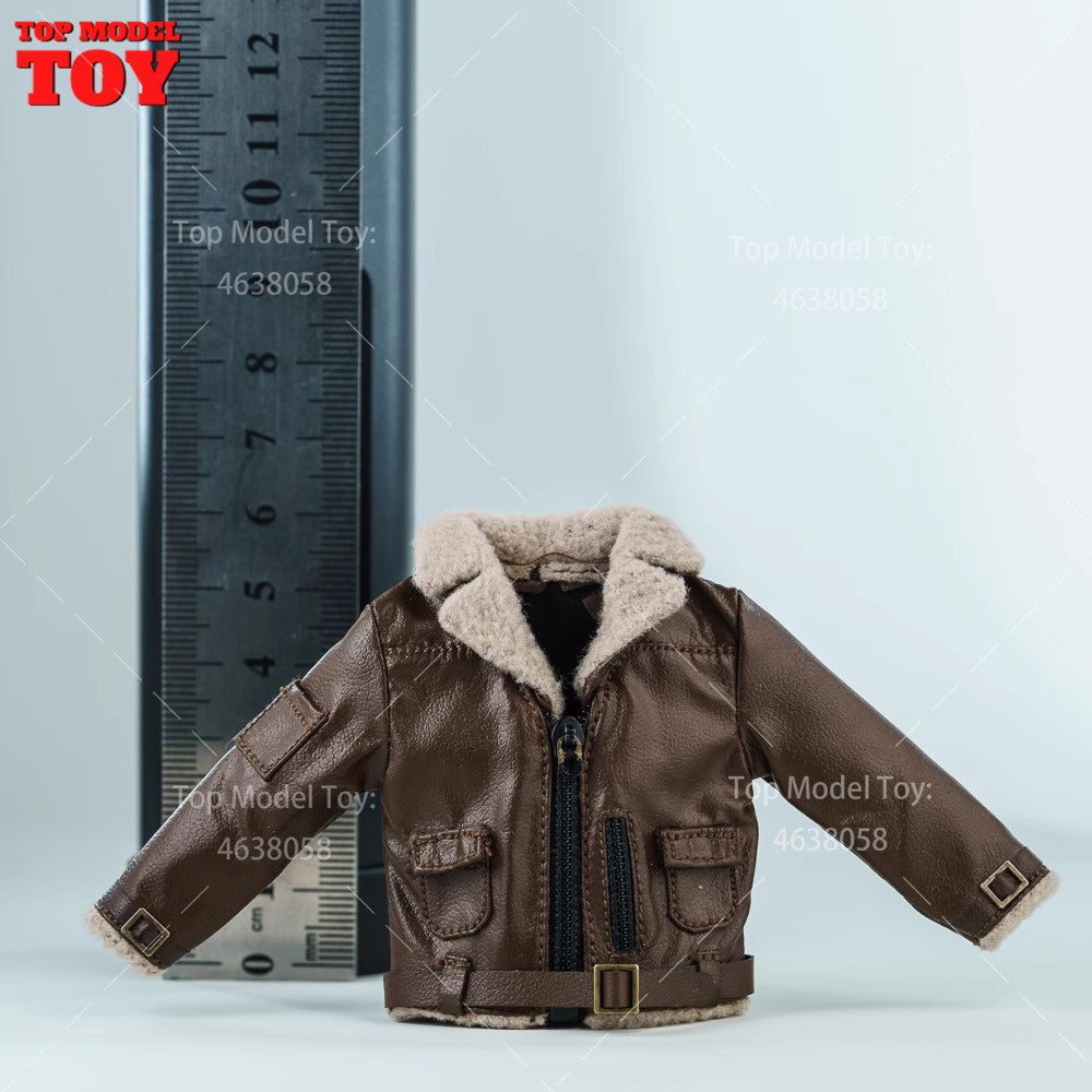 Jaqueta de Couro Marrom em Escala 1/12 Acessório de Roupa Modelo para Bonecos Articulados de 6'' Romankey Ant Notaman Masculino Soldados