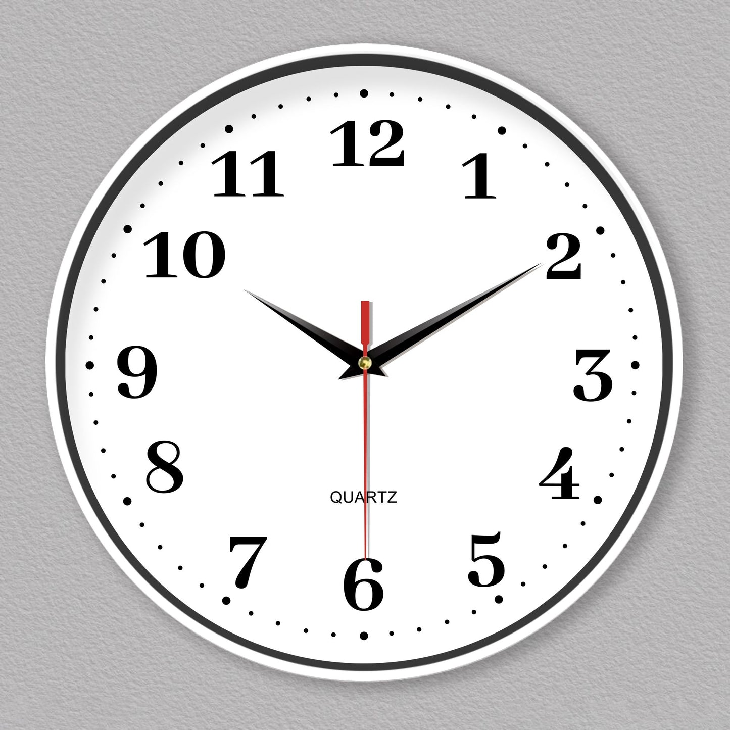 An 8-inch silent wall clock, modern white wall clock with simple design, battery operated quartz clock, adorns the family living