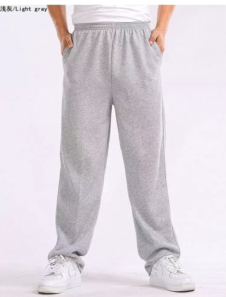 Men's Cotton Blend Elastic Waist Sports Casual Trousers Stretchy Sweatpants Solid Color Jogger for Daily Wear Running Streetwear
