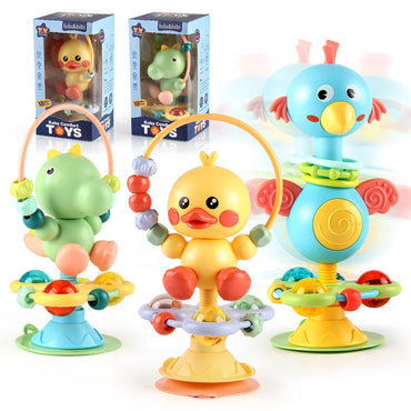 Chocalho de Bebê para Cadeira de Alimentação com Ventosa, Brinquedos Giratórios para Bebês, Brinquedo Interativo para Bandeja de Bebê, Presente de Recém-nascido para Crianças