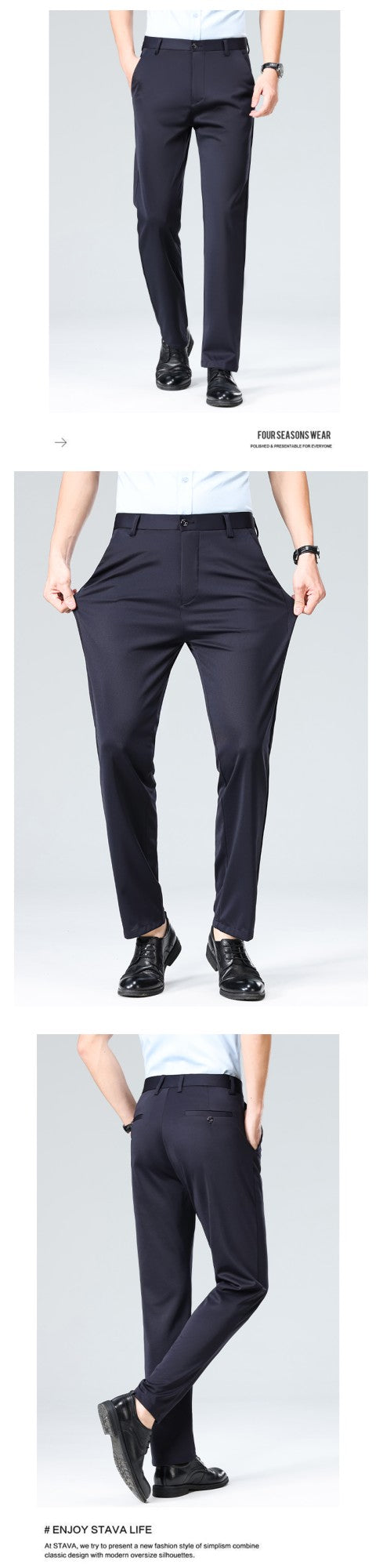 29-42 Men's Summer Pants Thin Straight Stretch Casual Pants with No Trace No Ironing Fabric Silky and Cool Feeling
