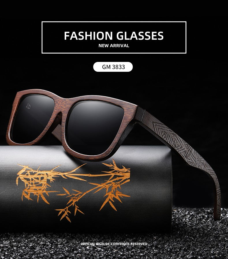 Óculos De Sol GM De Madeira De Bambu Natural Feitos À Mão Polarizados Lentes Com Revestimento Espelhado Com Caixa De Presente