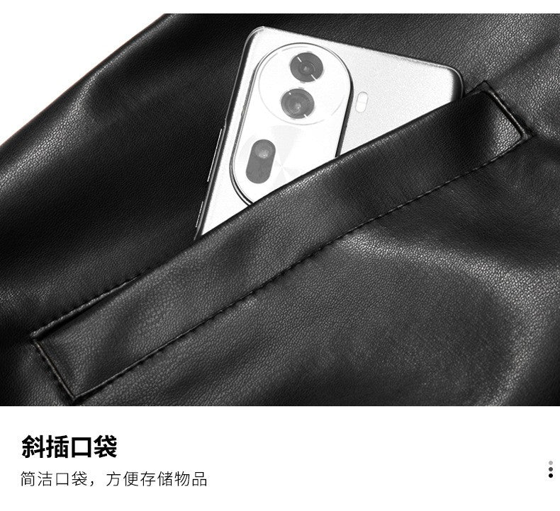 Spring Autumn Men Motorcycle Leather Jacket Junior Coat Men Stand Up Collar Casual Handsome Leather Jacket men Jacket