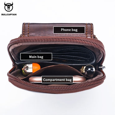 BULLCAPTAIN MEN'S Leather BELT WAIST Bag Military Fanny PACK Molle Small Money Phone WAIST PACK Bum Pouch PURSE