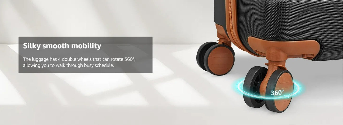 imiomo Travel Luggage Sets, Hard Shell Lightweight Carry on Suitcase with Travel Bag, TSA Lock, Durable Silent Spinner Wheels