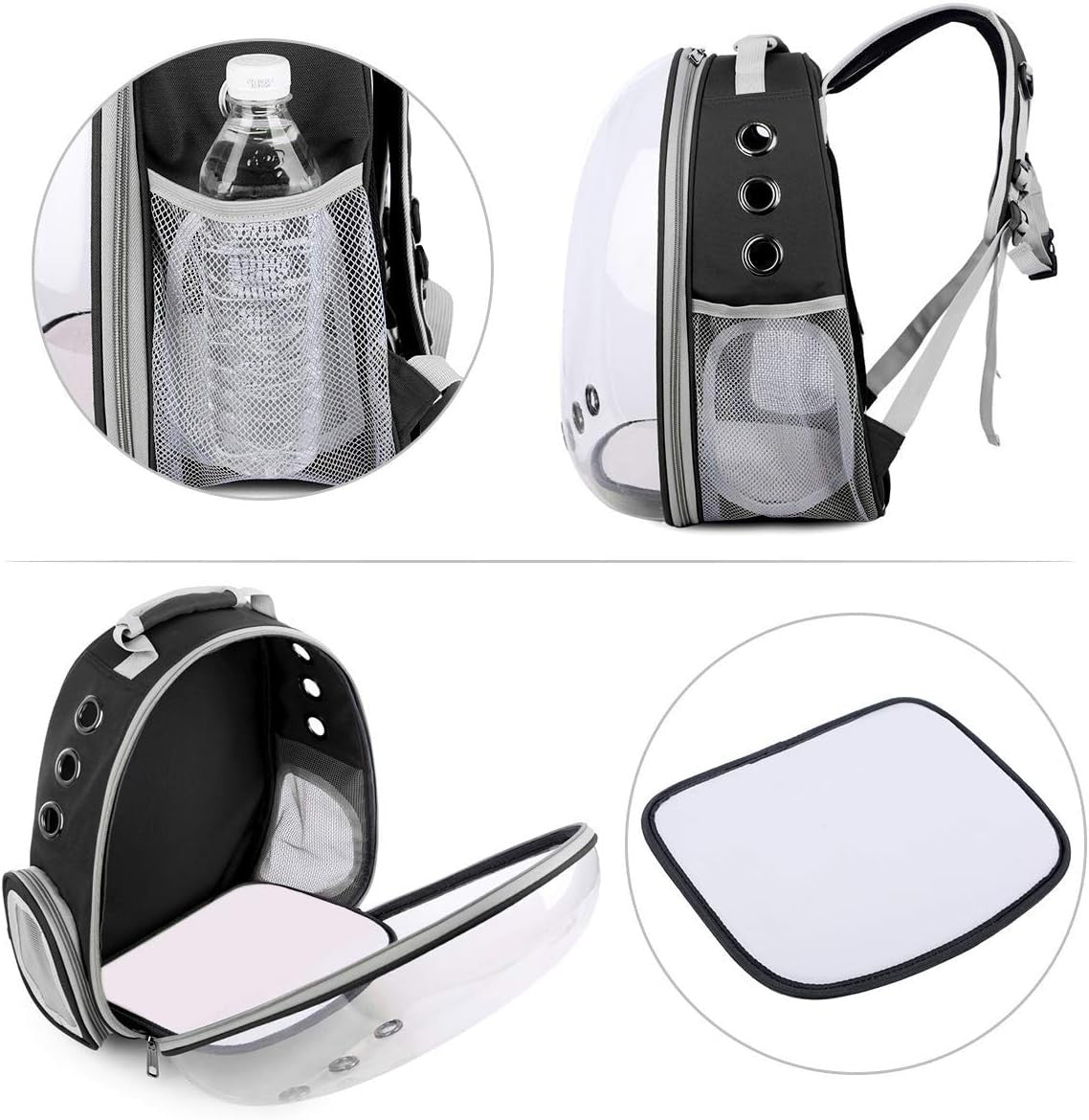 Mochila Transparente Cápsula Espacial para Transporte de Gatos e Pequenos Animais de Estimação, Filhotes, Gatinhos, Pássaros, Respirável para Viagem
