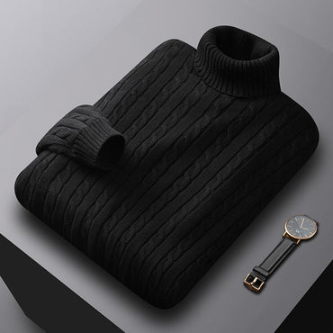 New Men's Turtleneck Sweater Solid Color High Neck Pullover Knitted Sweaters Casual Elastic Sweatwear Mens Fall Winter