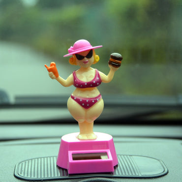 1 pc Car Decoration Solar Decoration Bobblehead Doll Cartoon RichWoman Modeling Decoration Gift Creative Interior Car Supplies