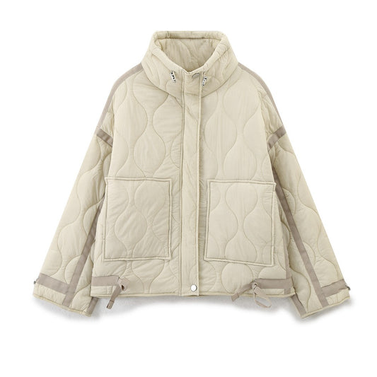TRAF Women 2024 Autumn and Winter New Fashion Loose Cotton Jacket Short Coat Chic Long Sleeve Thin Cotton Clothes Outerwear Muje