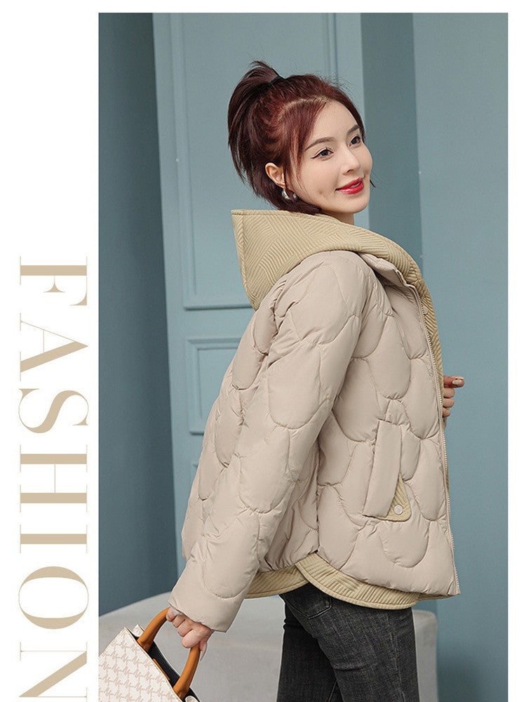 Fitshinling Fashion New In Warm Parkas Coat Outerwear Women Clothing Fake Two-piece Cotton Padded Quilted Winter Jacket Female