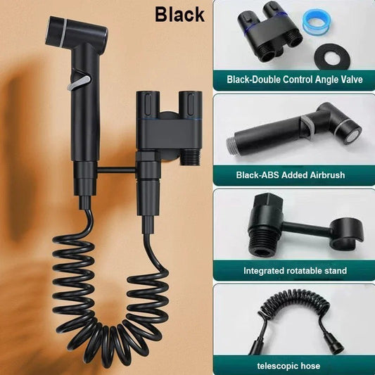 Toilet Cleaning Bidet Spray Set High-Pressure Handheld Double Outlet Sprayer Bathroom Shower Head Toilet Flush Spray Anal Douche