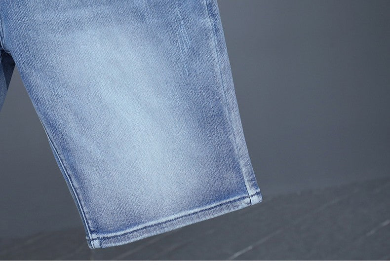 Men's Straight Casual Denim Shorts Simple Solid Color Slim Jeans Comfortable Breathable Bermuda Short Pants Summer