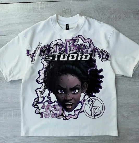 Y2k Harajuku Streetwear Men and Women Short Sleeved Fashion New Cartoon Print Design Shirt Retro Hip Hop Trend Oversized T-Shirt