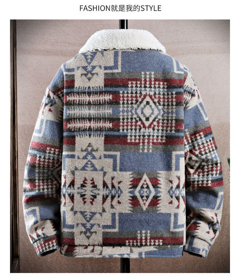 High-quality Woolen Jacket Men's Retro Print Casual Business Trench Coat Winter Keep Warm Short Overcoat Streetwear Men Clothing